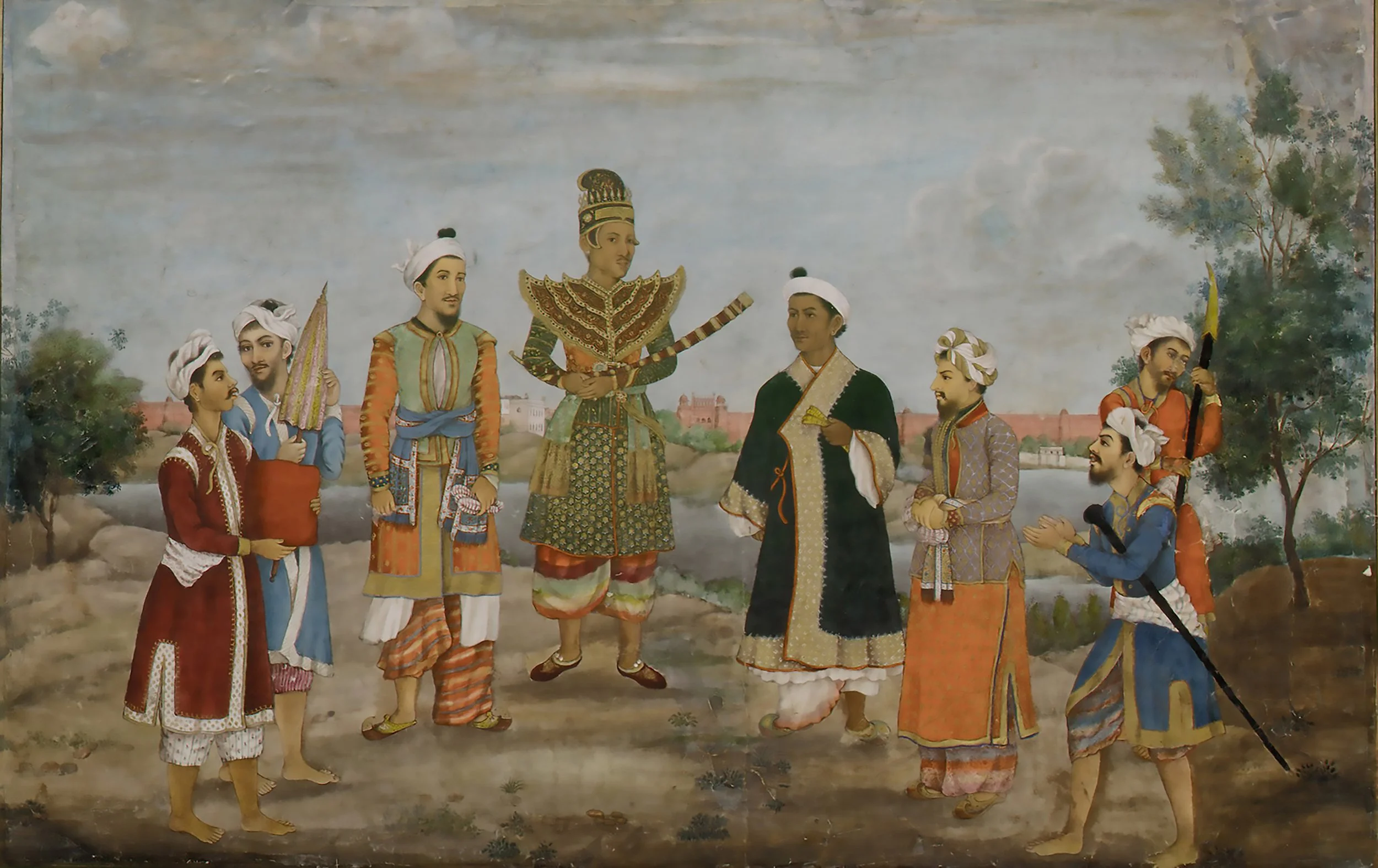 Eight+Men+in+Indian+and+Burmese+Costume+19C+By+Ghulam+‘Ali+Khan